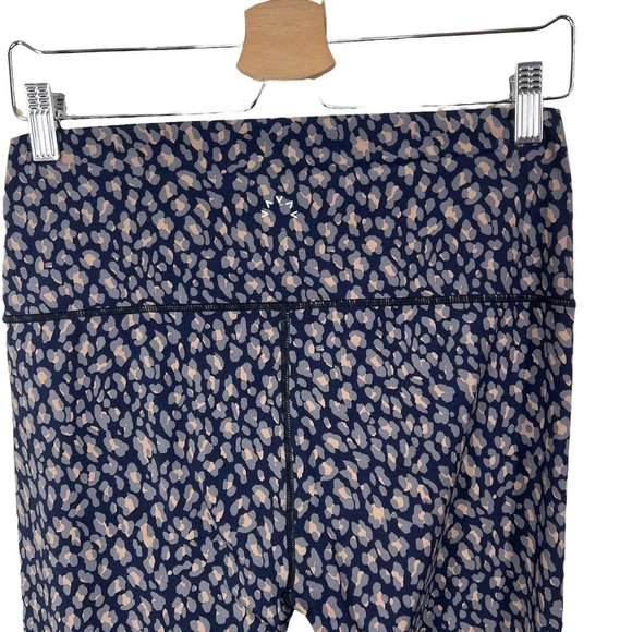 Varley Navy Blue Abstract Leopard Spotted Print Leggings Size Large - Picture 7 of 10